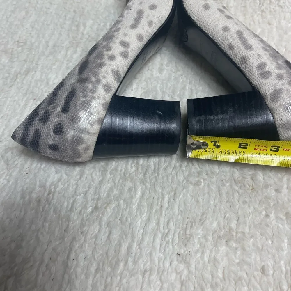 Nine West synthetic Leopard Print gray Peep Toe Block Heels SZ9M